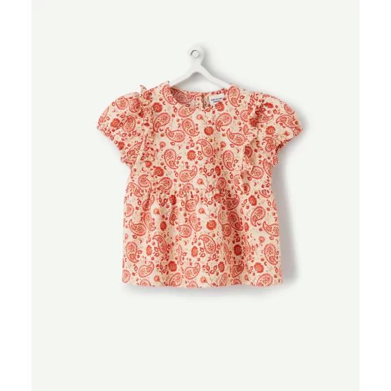 Blouse bébé fille en coton avec imprimé cachemire rouge –  – Soldes