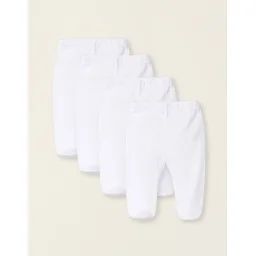 Pack 4 Pantalons En Coton Avec Pieds Blanc