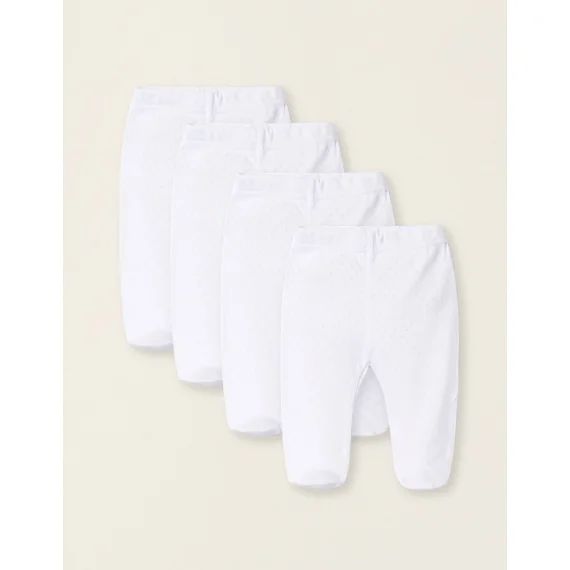 Pack 4 Pantalons En Coton Avec Pieds Blanc
