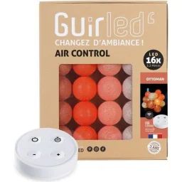 Guirlande lumineuse boules coton LED USB – Télécommandée -Veilleuse bébé 2h –  4 intensités – 16 boules 1,6m – Ottoman orange