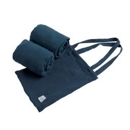 Lot 2 Draps Housse Pour Lit Évolutif Bébé En Coton Bleu Nuit