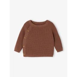 Pull en maille fantaisie naissance ouverture devant moka