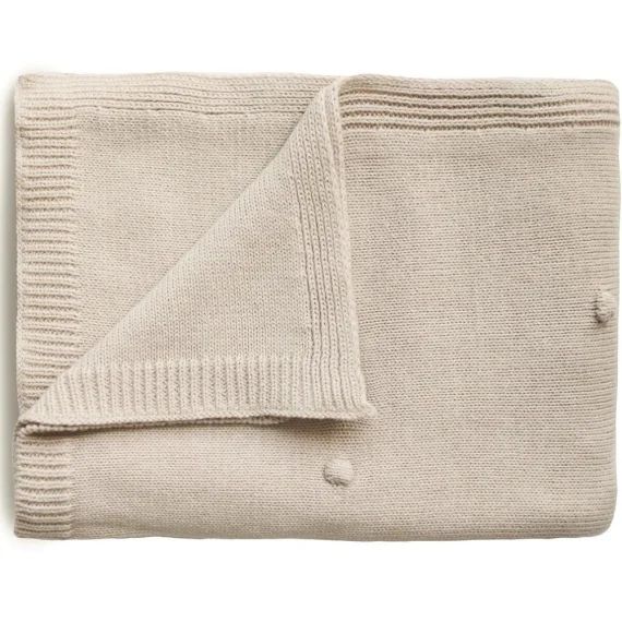 Couverture tricotée en coton bio Textured Dots Off White Melange (80 x 100 cm)