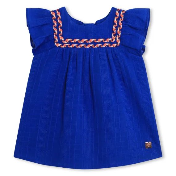 Robe évasée en gaze de coton Fille Bleu