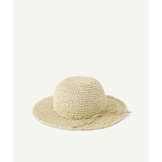 Chapeau de paille bébé fille avec noeud tressé et pailleté –  – Soldes