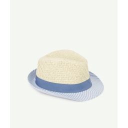 Le chapeau trilby en paille avec rayures –  – Soldes