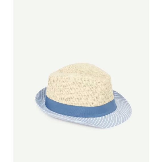 Le chapeau trilby en paille avec rayures –  – Soldes