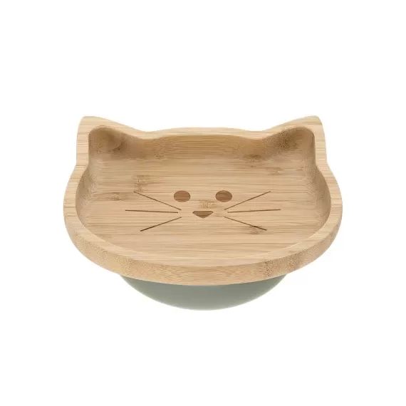 Assiette ventouse en bambou chat Little Chums