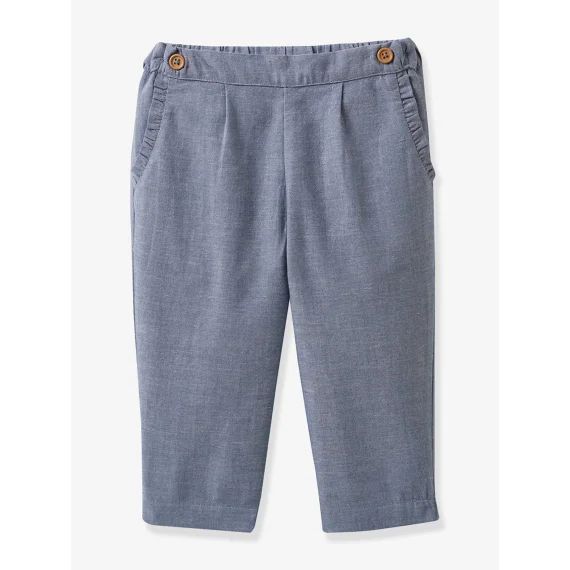 Pantalon chambray bébé CYRILLUS bleu