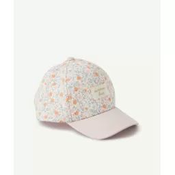 Casquette bébé fille en coton rose et imprimée fleurie –  – Soldes