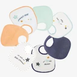 Lot de 7 bavoirs 0-4 mois (Naissance) Multicolore   – TROIS KILOS SEPT blanc