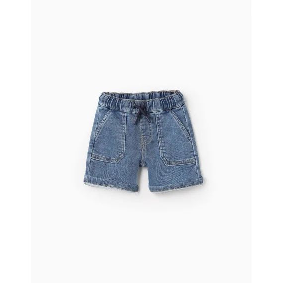 Short En Jean Avec Poches Patch Bleu