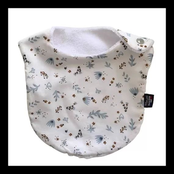 Bavoir nourrisson – Feuilles d&rsquo;hiver blanc