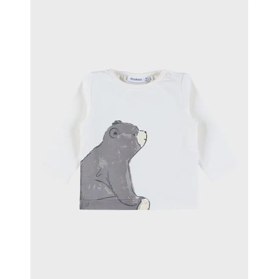 T-shirt En Coton Avec Imprimé Ours Ecru