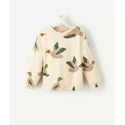 Sweat bébé garçon en fibres recyclées imprimé avec oiseaux –  – Soldes