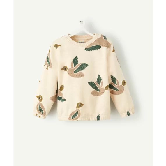 Sweat bébé garçon en fibres recyclées imprimé avec oiseaux –  – Soldes