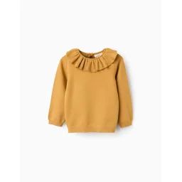 Pull En Maille Avec Col À Volants Jaune