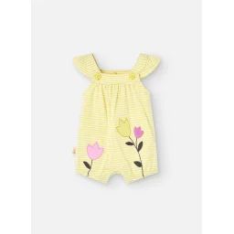Barboteuse En Coton Avec Imprimé Rayures Jaune