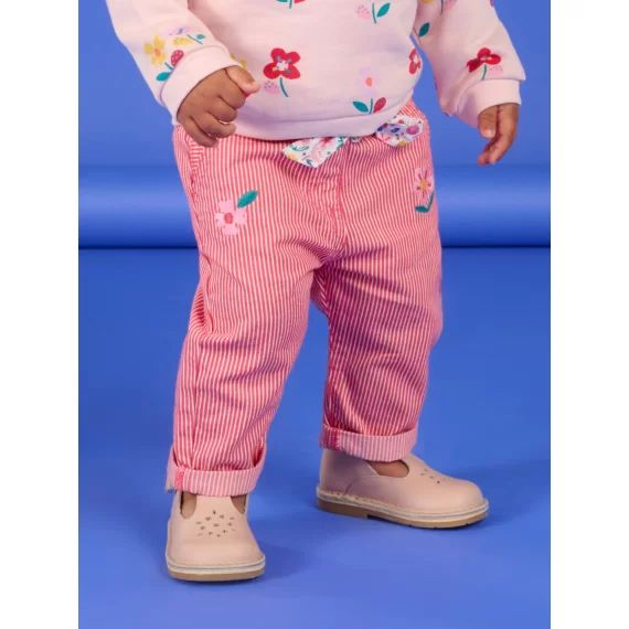 Pantalon À Rayures Ceinturé – Rouge