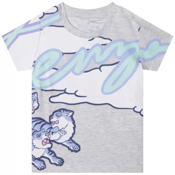 T-shirt imprimé en coton Garçon Gris
