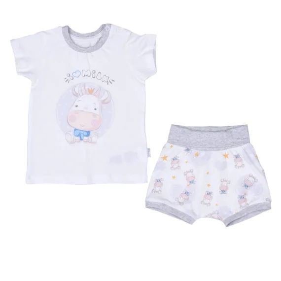 Ensemble T-shirt Et Short Bébé En Coton Bio Milk Écru