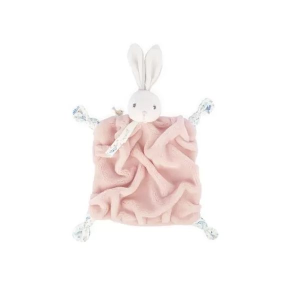 Doudou attache sucette doudou plat Plume lapinou rose poudrée (20 cm)
