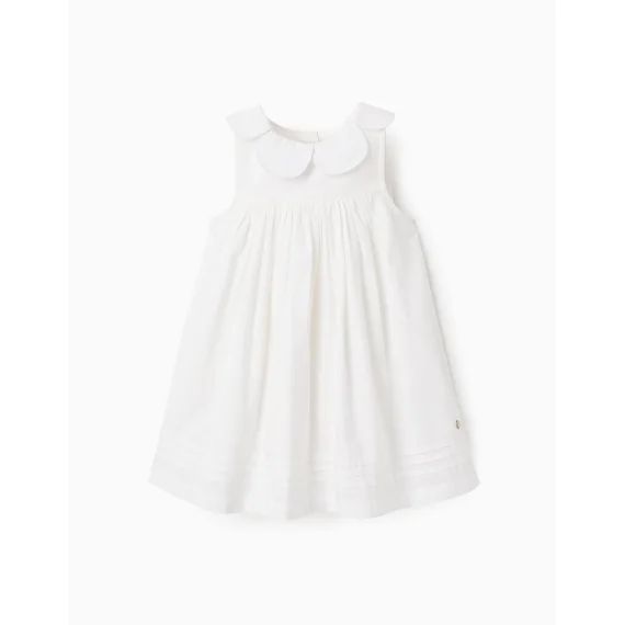 Robe En Coton Avec Effet Pétale Blanc