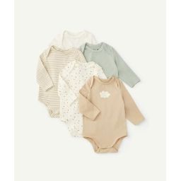 Lot de 5 bodies en coton biologique beige et écru –  – Soldes