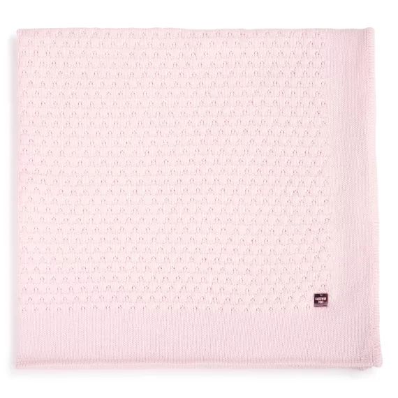 Couverture en tricot unie Fille Rose