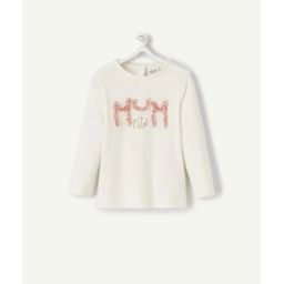 T-shirt bébé fille en fibres recyclées écru avec message –  – Soldes