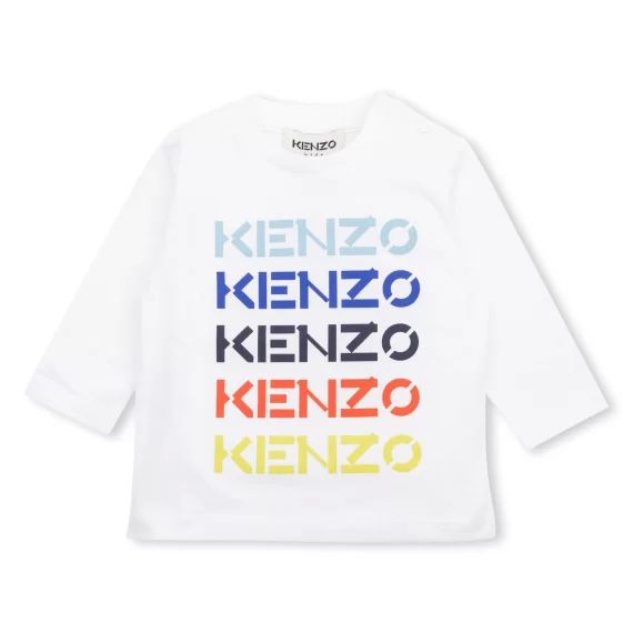 T-shirt pressionné en coton Garçon Blanc