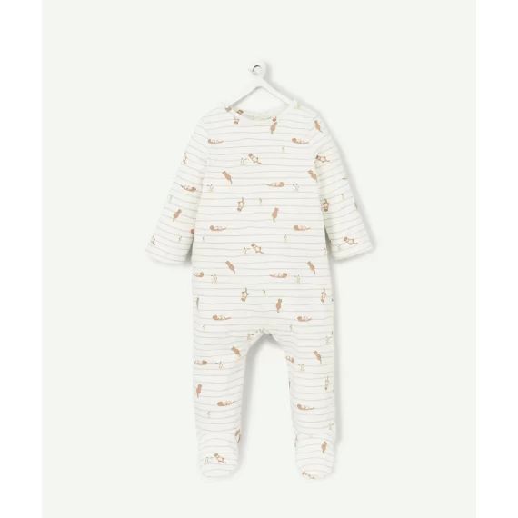Dors bien en coton bio à rayures vertes avec loutres –  – Soldes