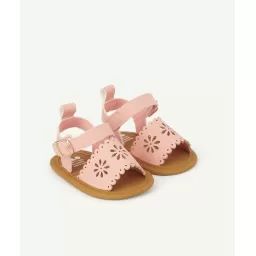 Chaussons style sandales bébé fille rose –  – Soldes