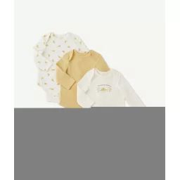 Lot de 3 bodies bébé garçon en coton bio thème croissants –  – Soldes