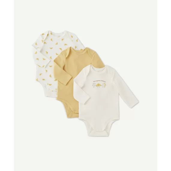 Lot de 3 bodies bébé garçon en coton bio thème croissants –  – Soldes