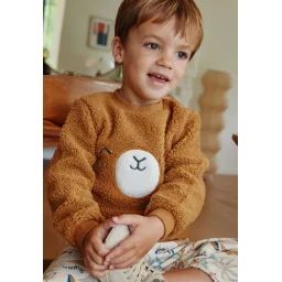 Ensemble Bébé Sweat-shirt En Sherpa Et Pantalon En Molleton Lamascotte Camel