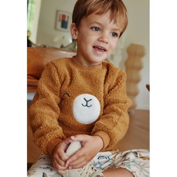 Ensemble Bébé Sweat-shirt En Sherpa Et Pantalon En Molleton Lamascotte Camel