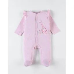 Pyjama 1 Pièce Girafe En Jersey Rose