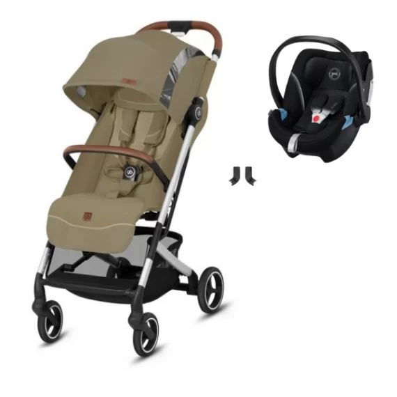 Poussette gb Qbit+ All City Fashion Edition – Vanilla Beige + Coque Auto Cybex Aton 5 – Deep Black
