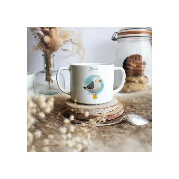 Tasse en porcelaine Mouette (personnalisable)