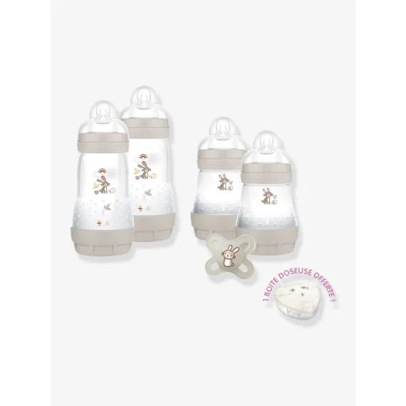 Coffret naissance biberons + sucette + boîte doseuse MAM dune