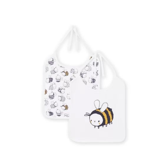 Lot De 2 Bavoirs Assortis Naissance Mixte – Blanc