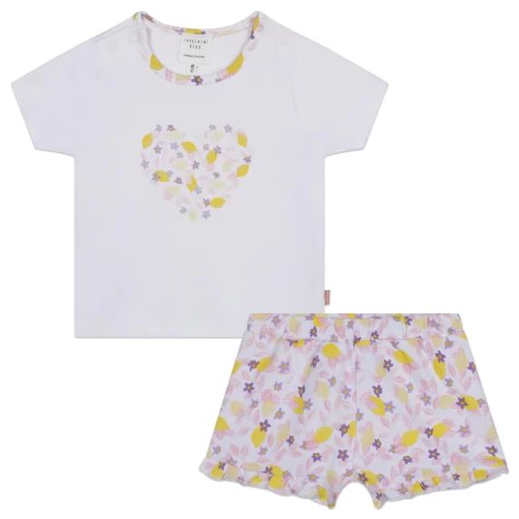 Pyjama 2 pièces en coton Fille Blanc