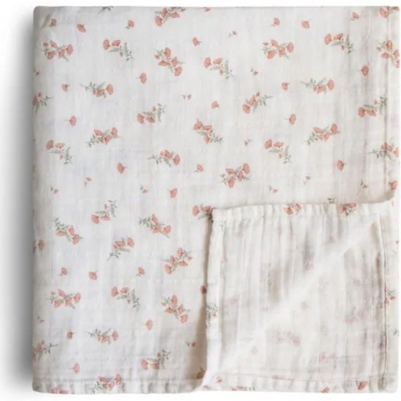 Maxi lange en coton bio Pink Flowers (120 x 120 cm)