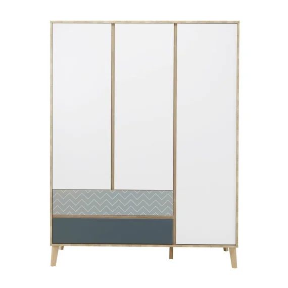 Armoire 3 Portes 2 Tiroirs Larvik Blanc