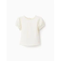 T-shirt Avec Manches En Broderie Anglaise Blanc
