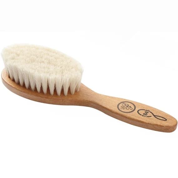 Brosse à cheveux bébé en hêtre rouge et soie de chèvre