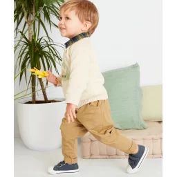 Le pantalon sarouel beige avec cordon de serrage –  – Soldes