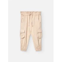 Pantalon Cargo Avec Taille Élastique Et Cordon De Serrage Beige