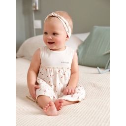 Robe et bandeau assorti bébé fille écru
